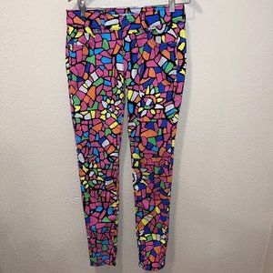 L’Amour Nanette Lepore Womens Pants Stain Glass Kaleidoscope Bright Color Size 5